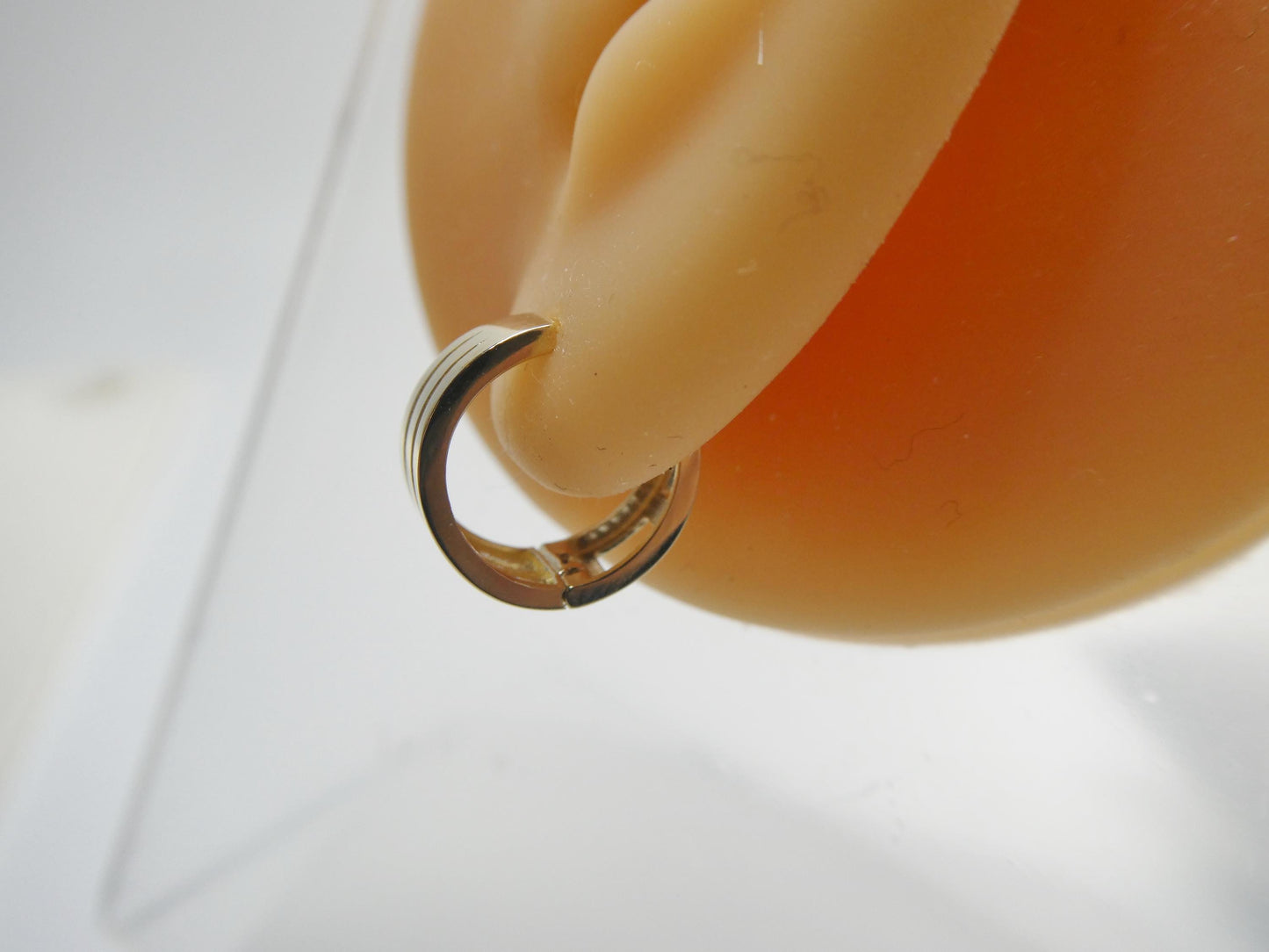 real 10k solid yellow gold designer high polish hoop huggie earrings