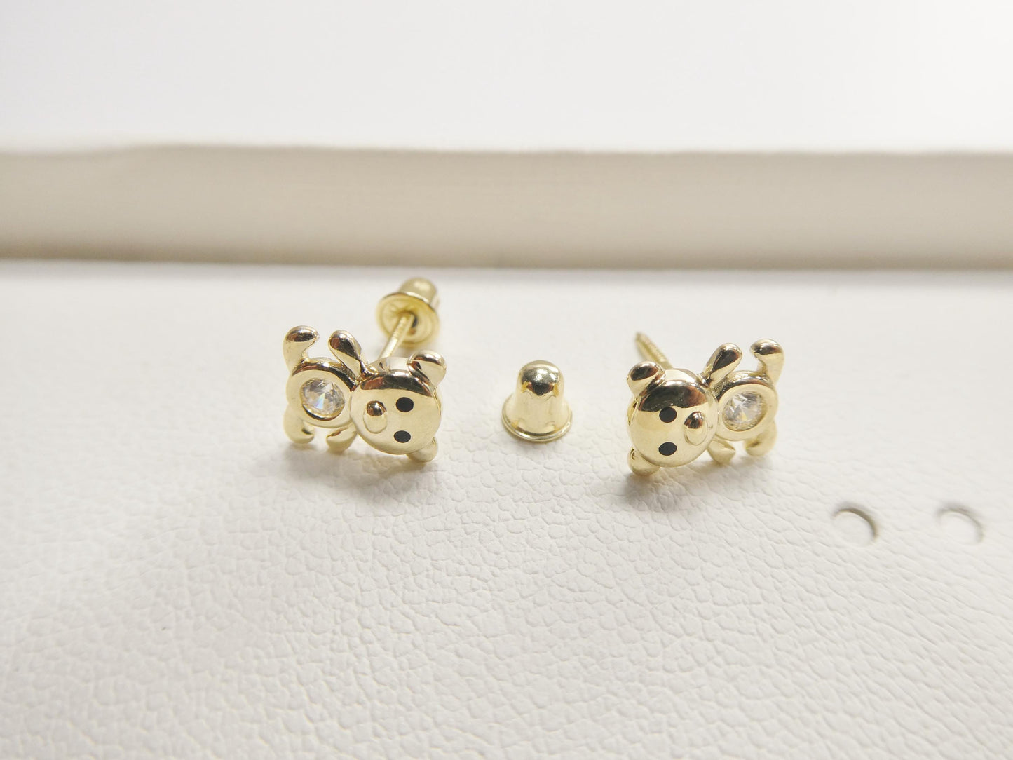 10k real solid gold teddy bear screw back earrings