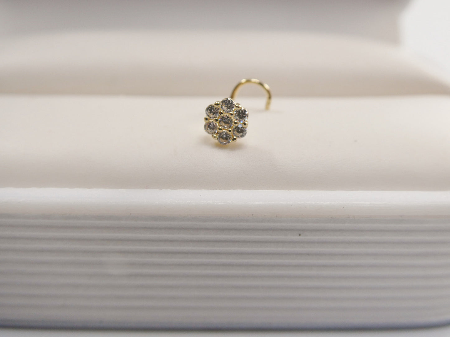 14k real solid yellow gold flower twist nose ring