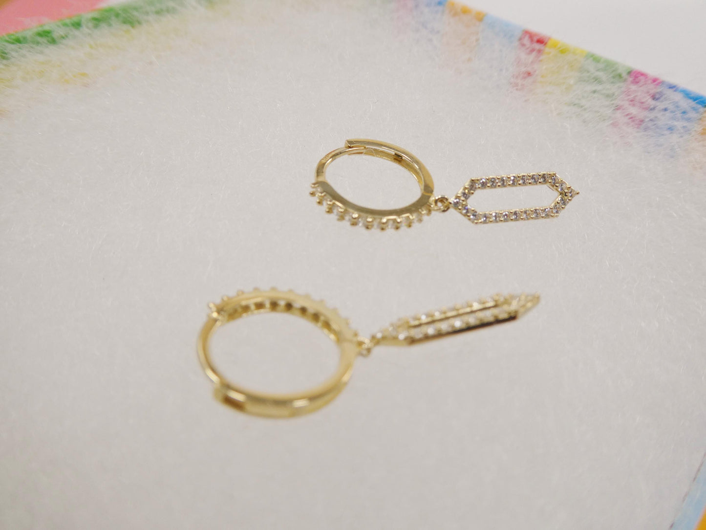 real 10k solid yellow gold paperclip dropping earrings