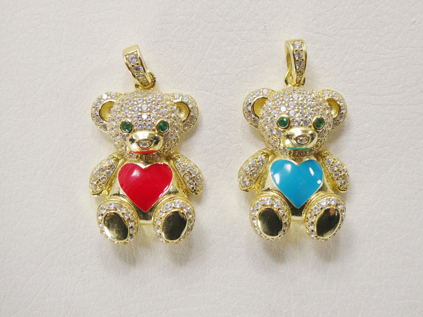 925 sterling silver enamel color teddy bear pendent set charm