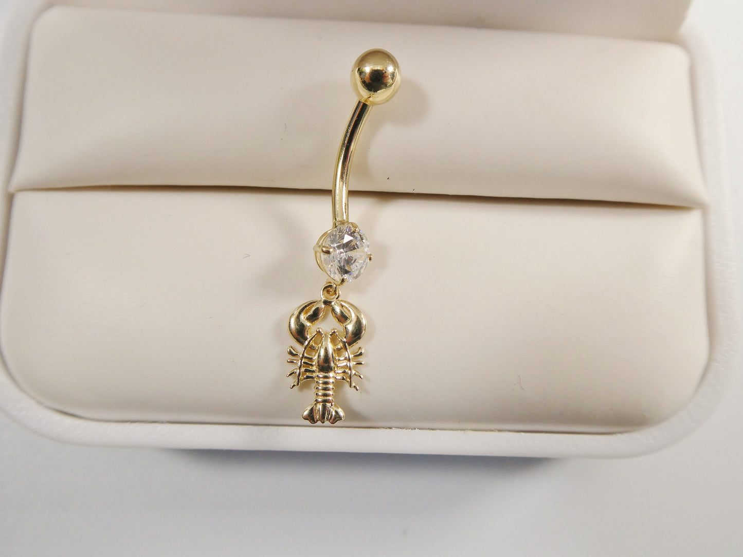 14k real solid yellow gold scorpion dangling belly button ring piercing