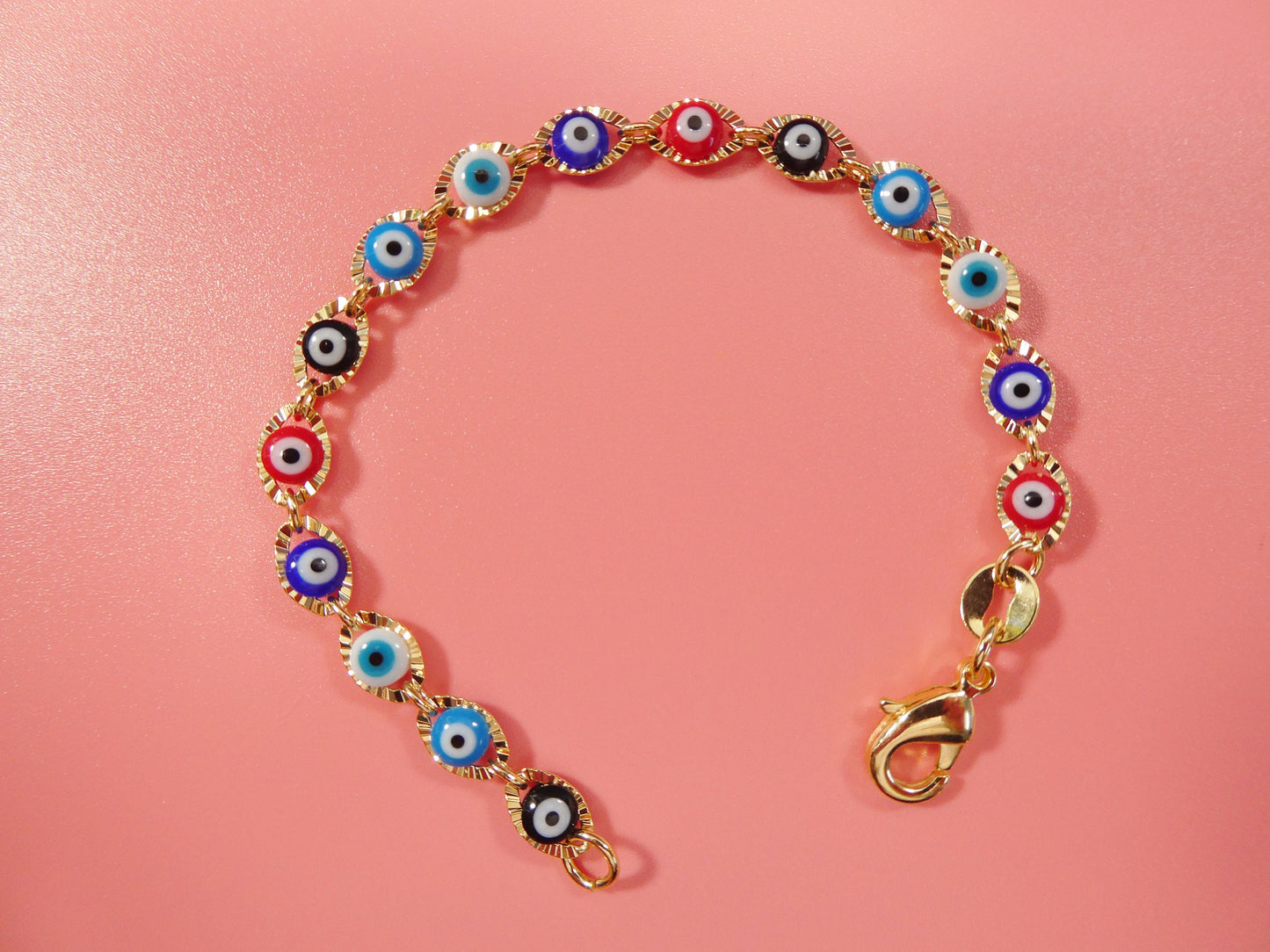 5.5 inch 18k gold filled multi color EVIL EYE baby bracelet