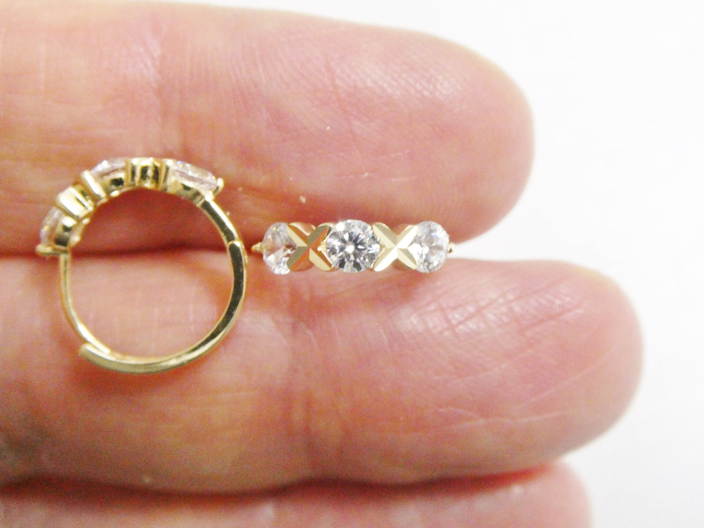 real 10k solid yellow gold XO hoop huggie earrings