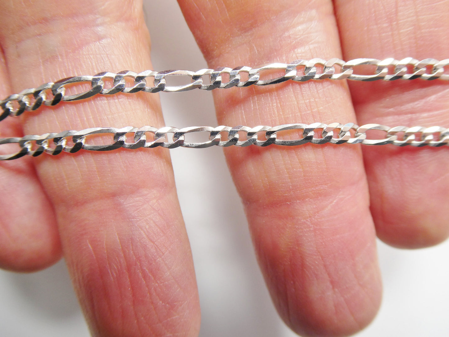 real 925 sterling silver 2.8mm Italian figaro solid chain lobster lock clasp