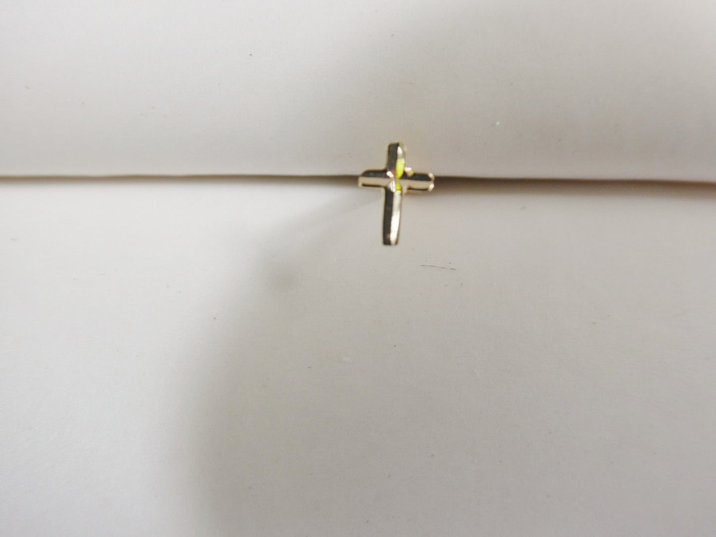 14k real solid yellow gold diamond cut cross nose ring