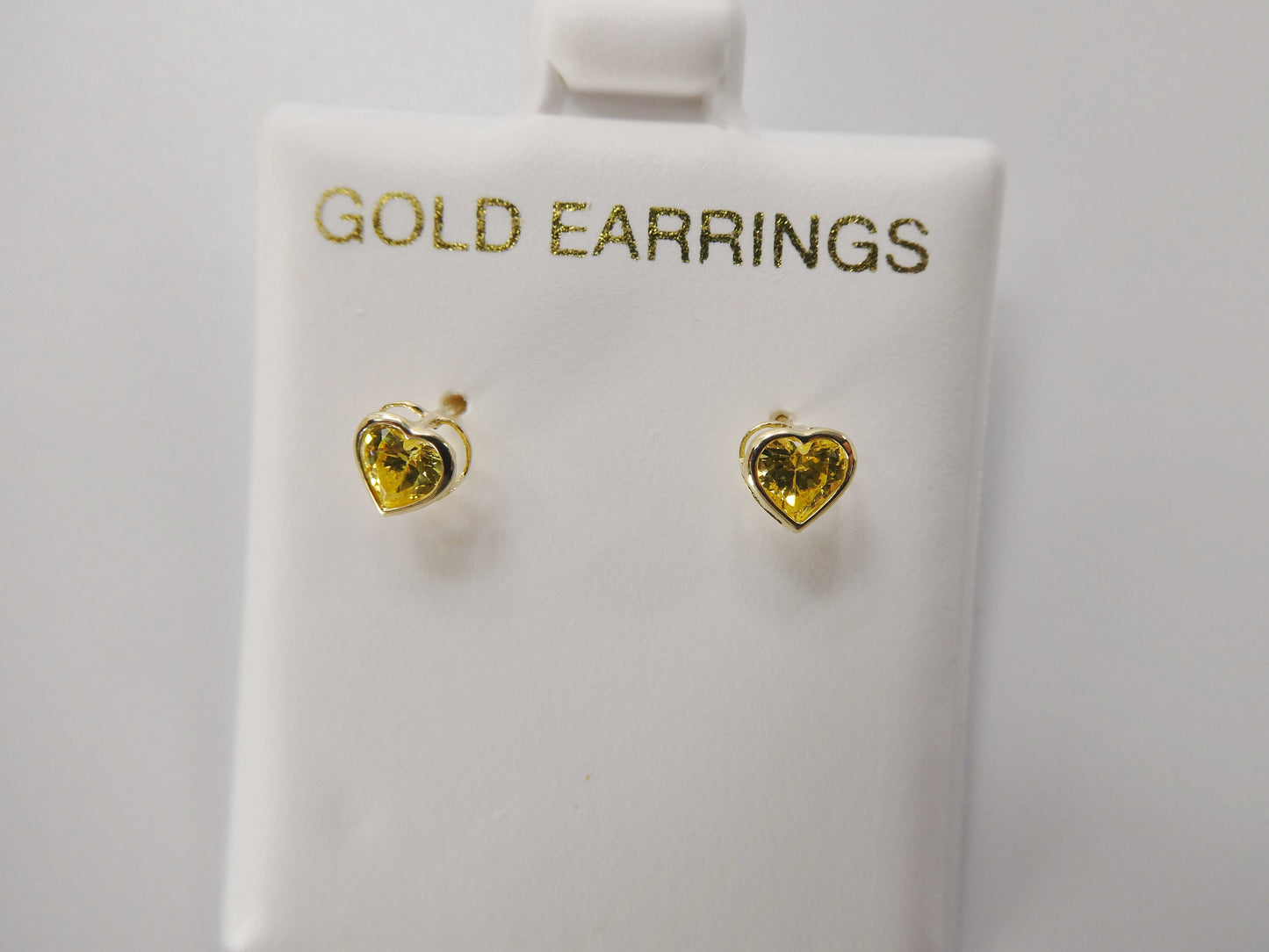 10k real solid yellow gold birthstone screw back children earrings heart bazel shape