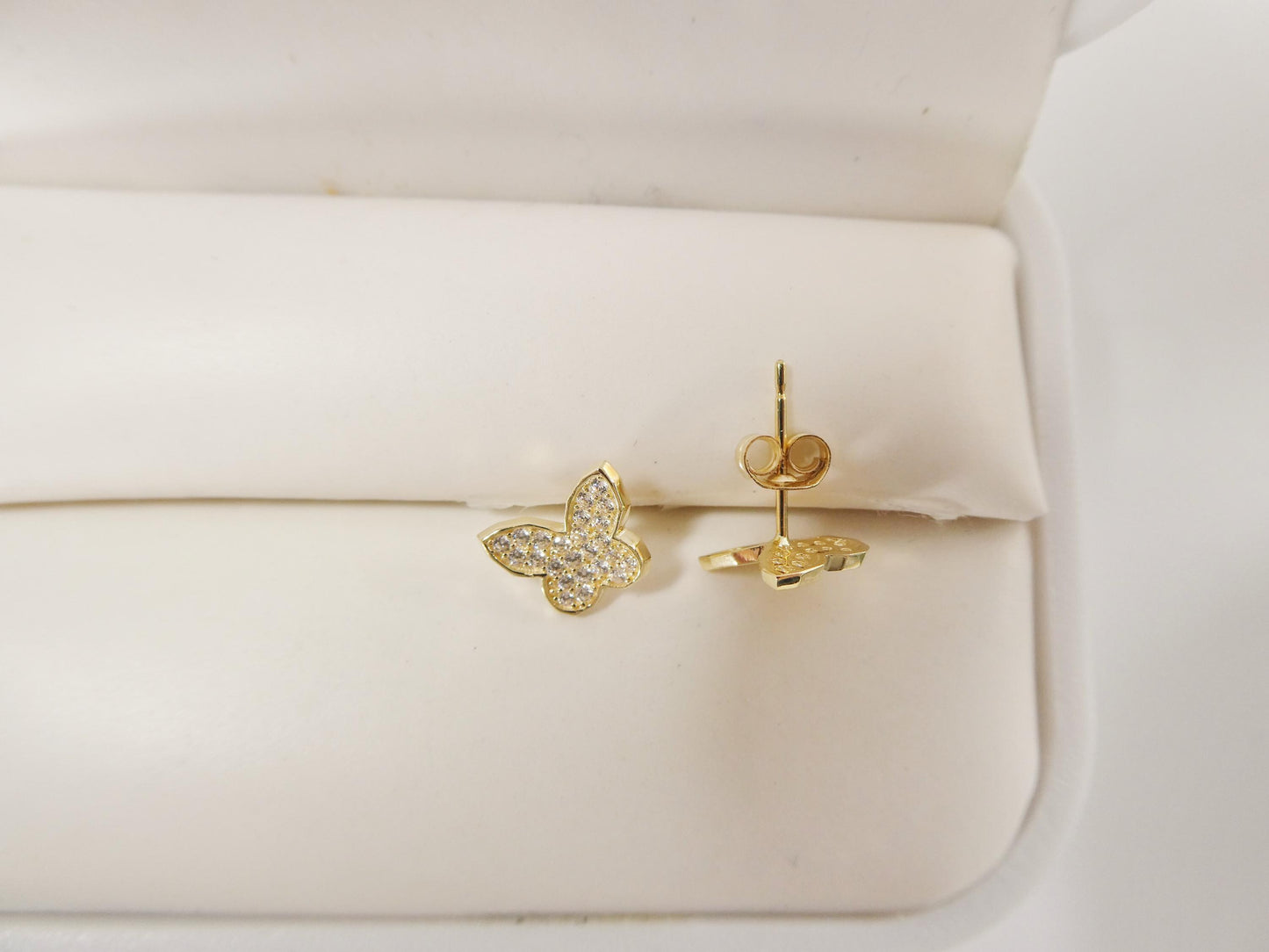 10k real solid gold butterfly push post earrings