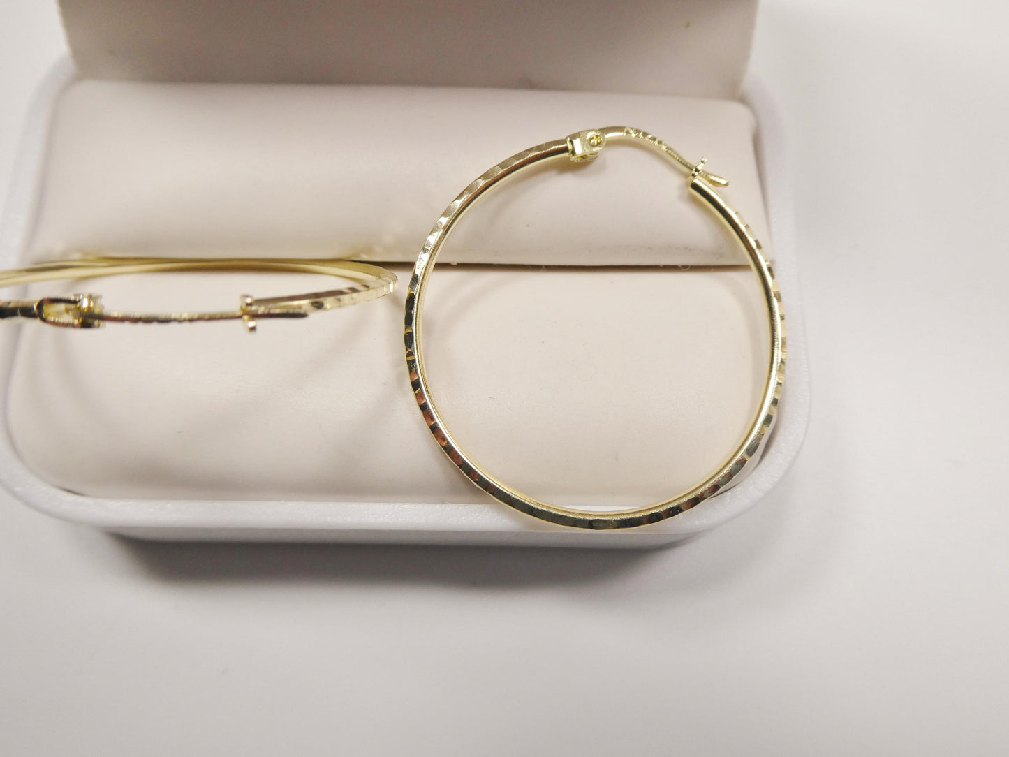 10k real solid yellow gold full diamond cut hoop earrings