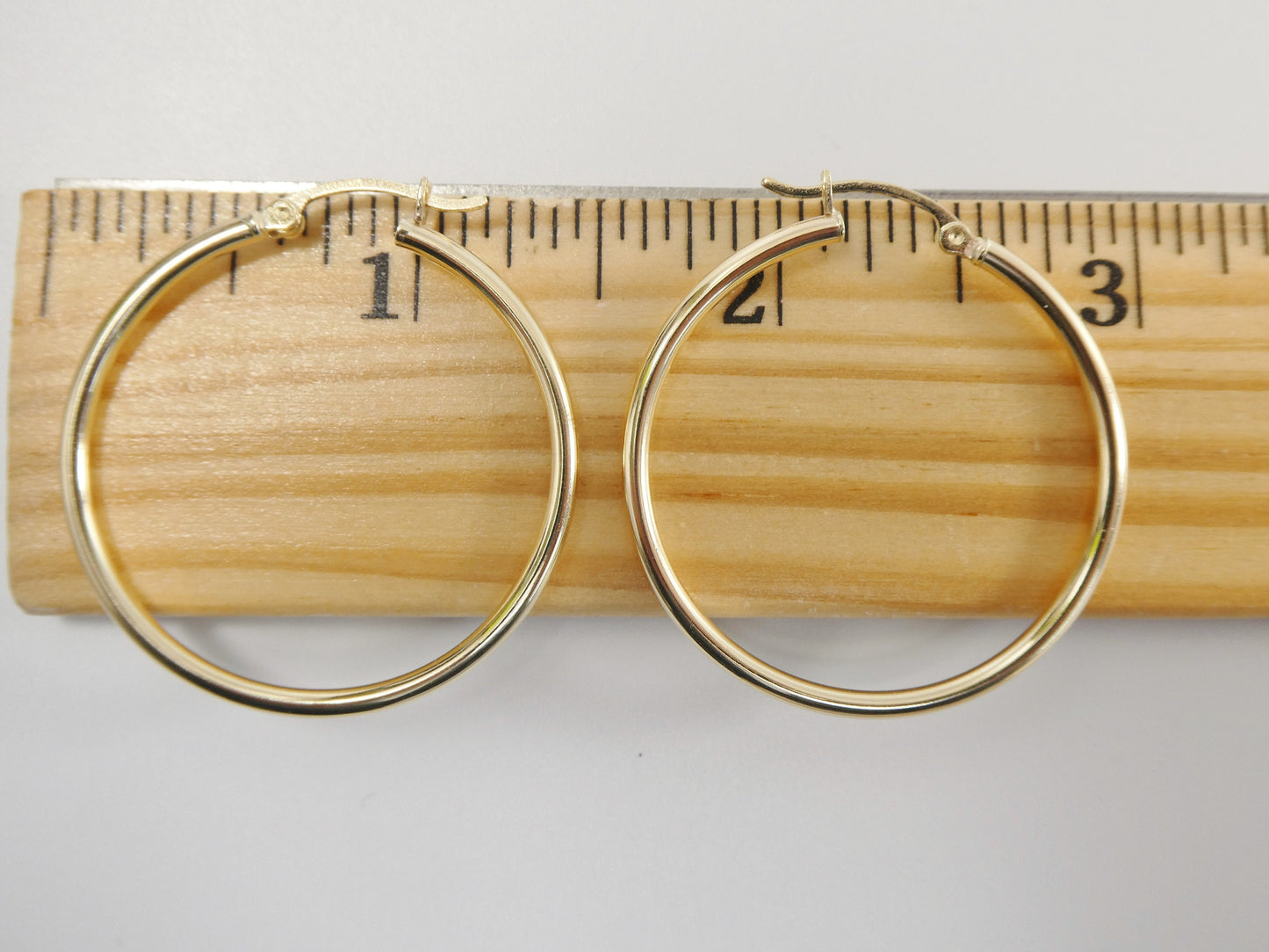 real 10k solid yellow gold plain high polish 35mm hoop earrings