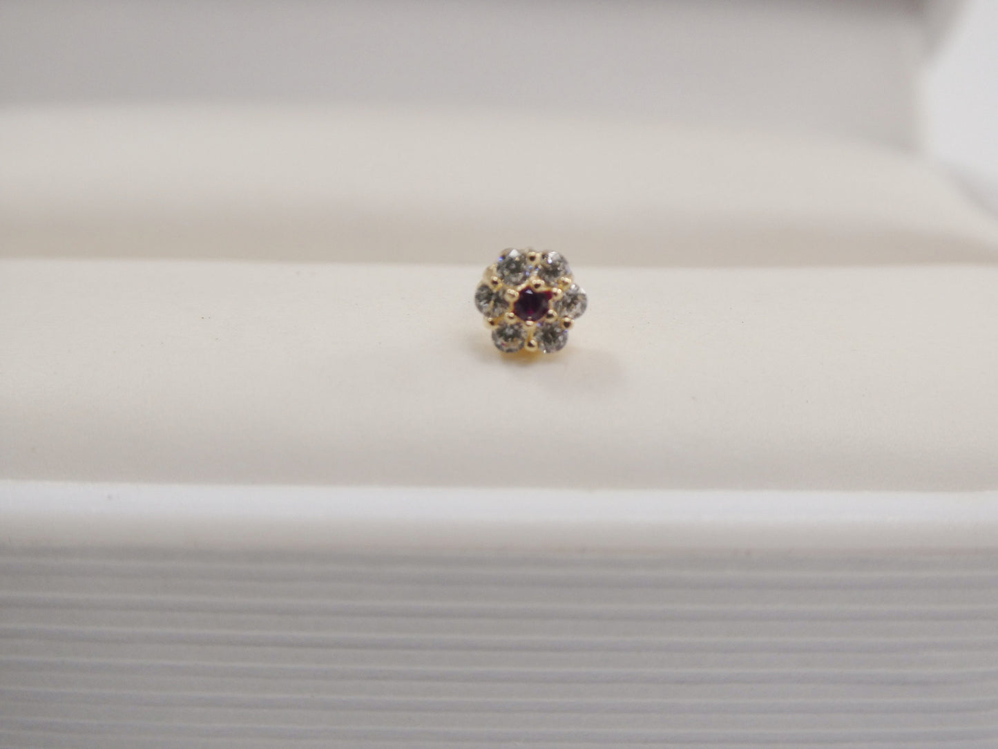 14k real solid yellow gold flower shape nose stud ring