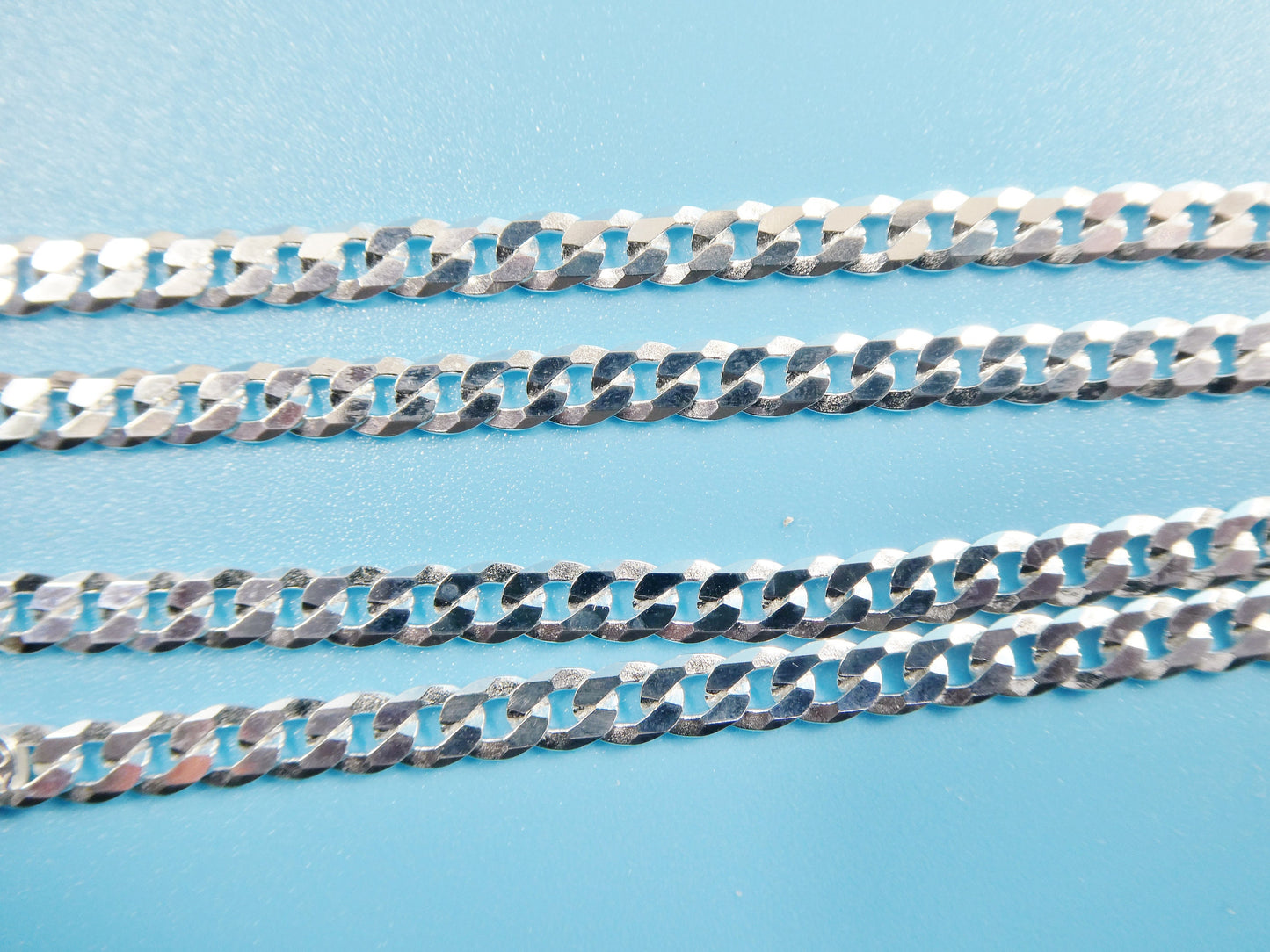 real 925 sterling silver 4MM Italian solid chain lobster lock clasp