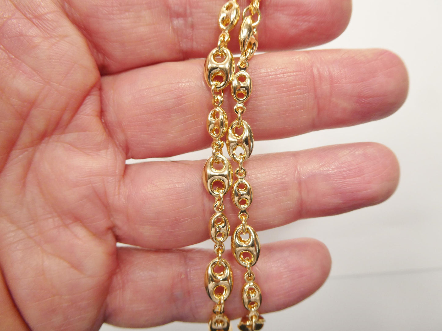10 inch 14k gold filled puff mariner ladies anklet bracelet