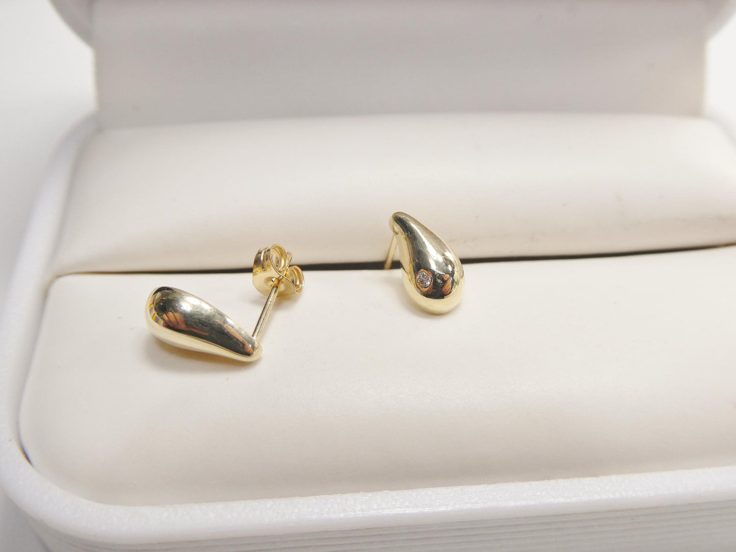 real 10k solid yellow gold teardrop push post earrings