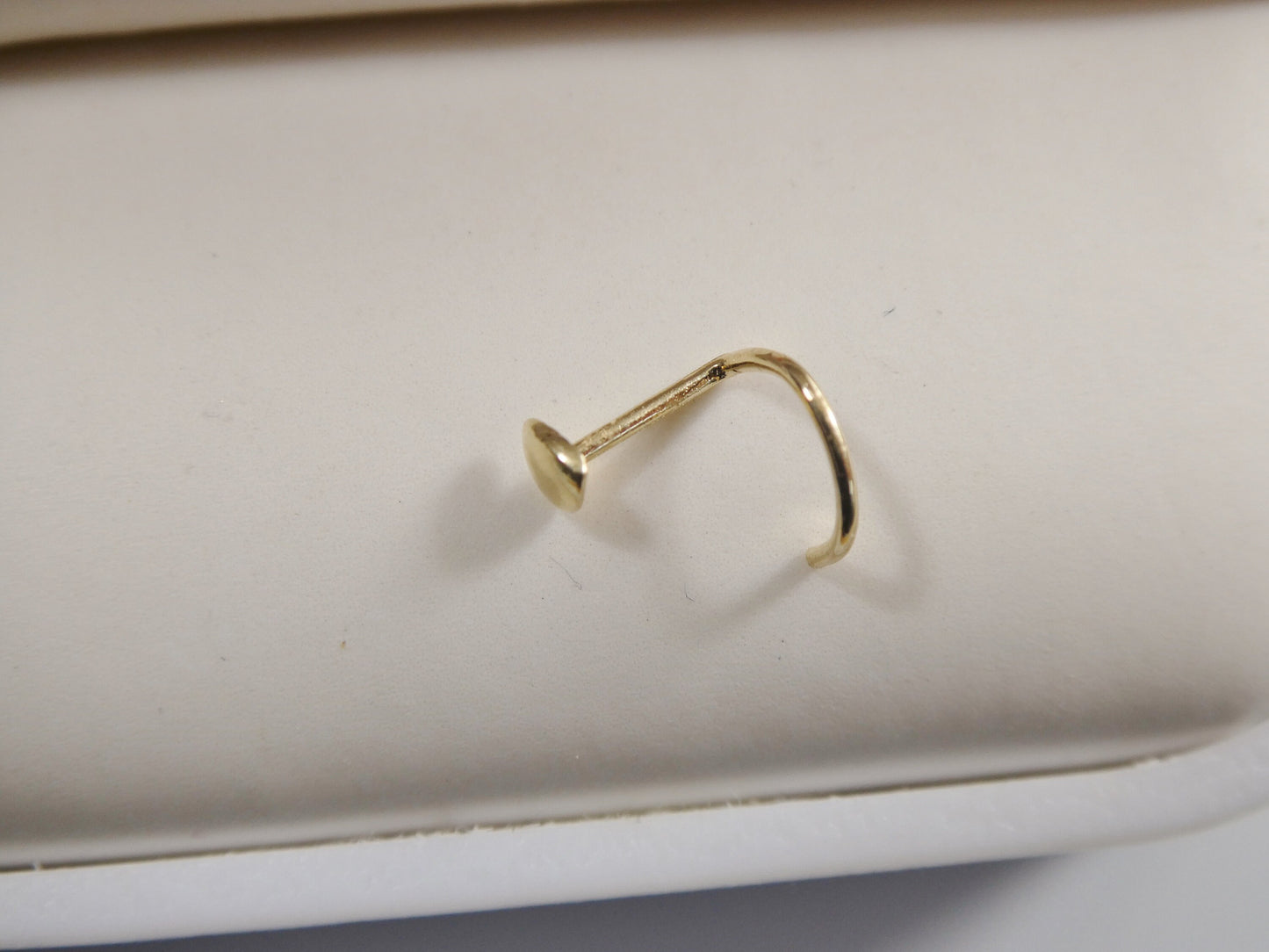 14k real solid yellow gold twist plain heart stud nose ring