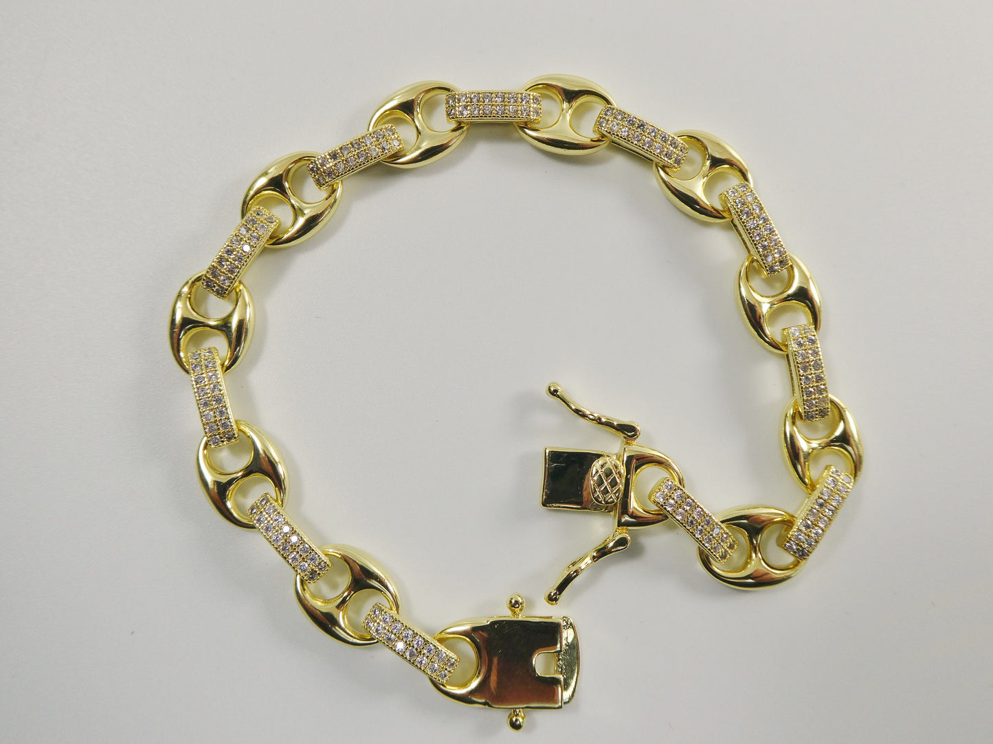 14k gold filled yellow gold puffed mariner LINK necklace