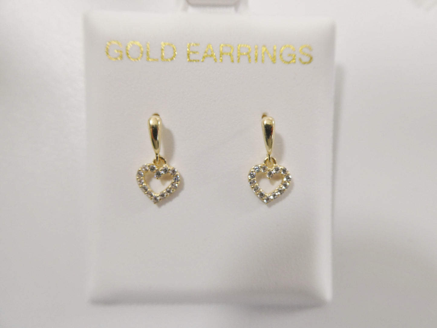 real 10k solid yellow gold push post heart dropping stud earrings