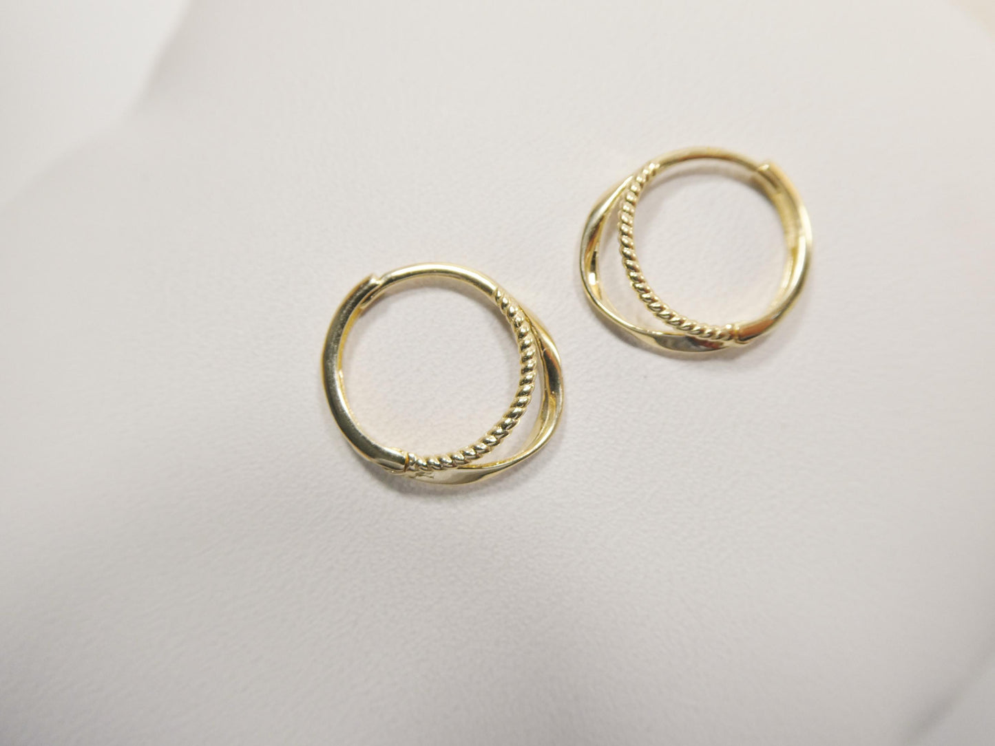 real 10k solid yellow gold designer hoop huggie earrings