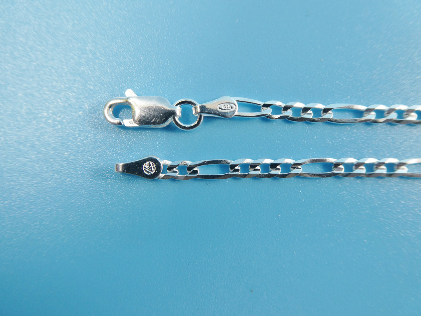 real 925 sterling silver 2.6mm Italian concave figaro solid chain lobster lock clasp