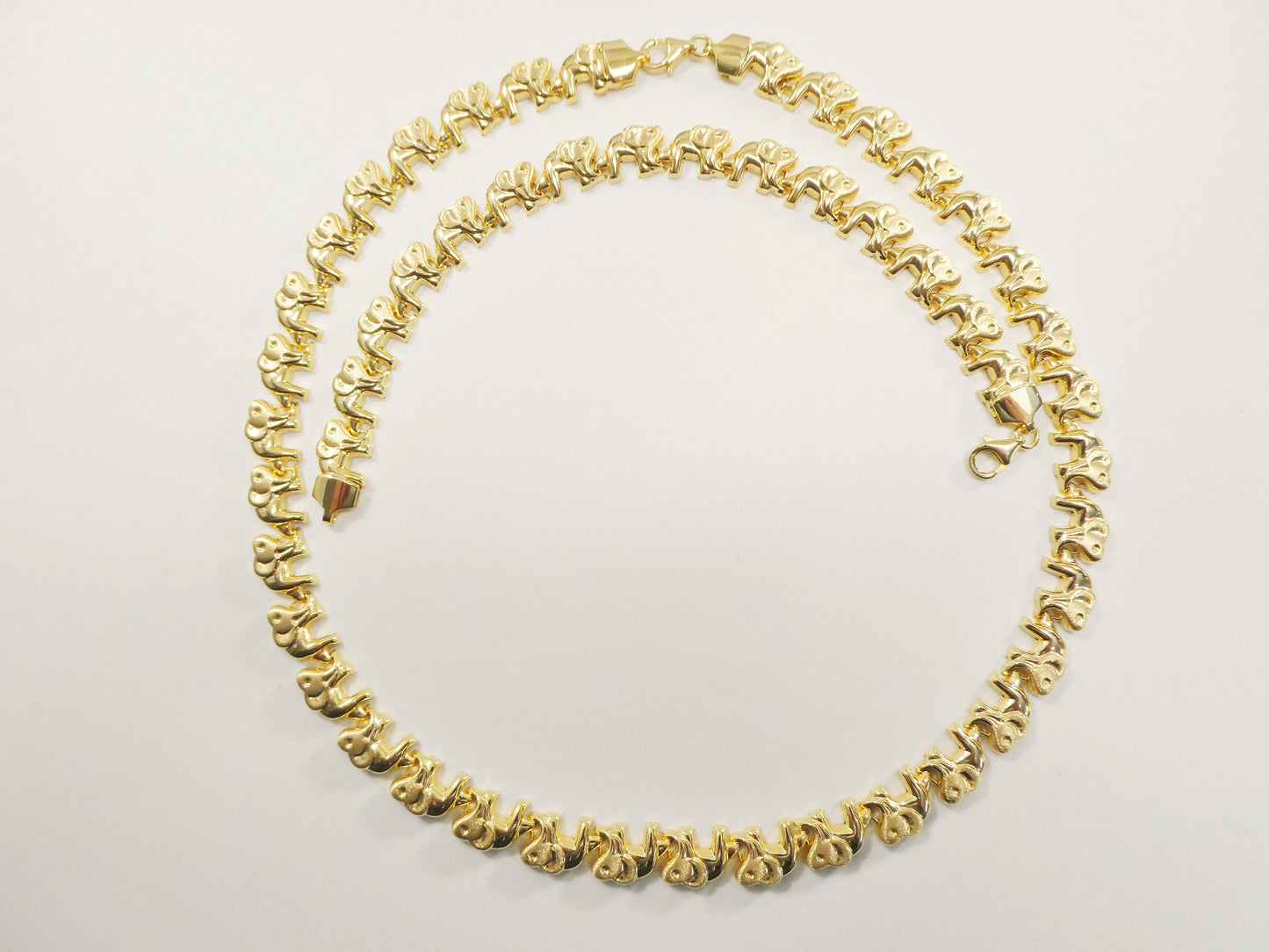 real 925 sterling silver all yellow tone elephant set necklace and bracelet