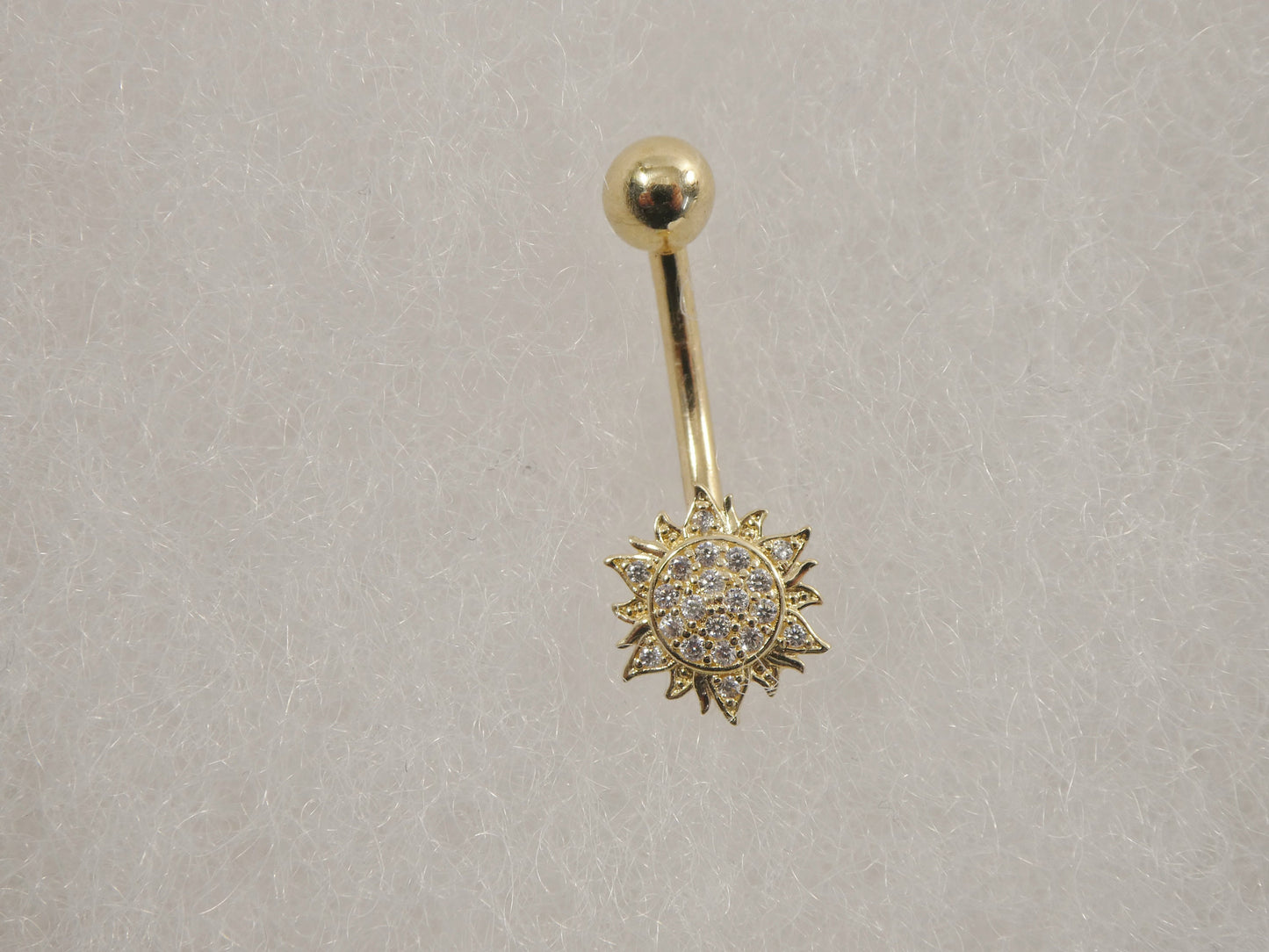 14k real solid yellow gold sun belly button ring piercing