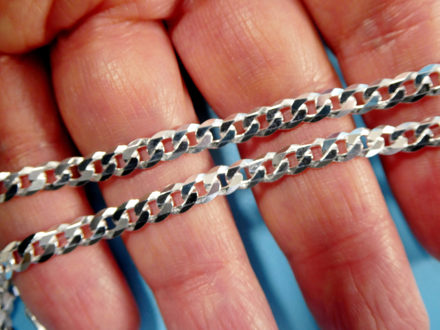 real 925 sterling silver 4.50MM Italian solid chain lobster lock clasp