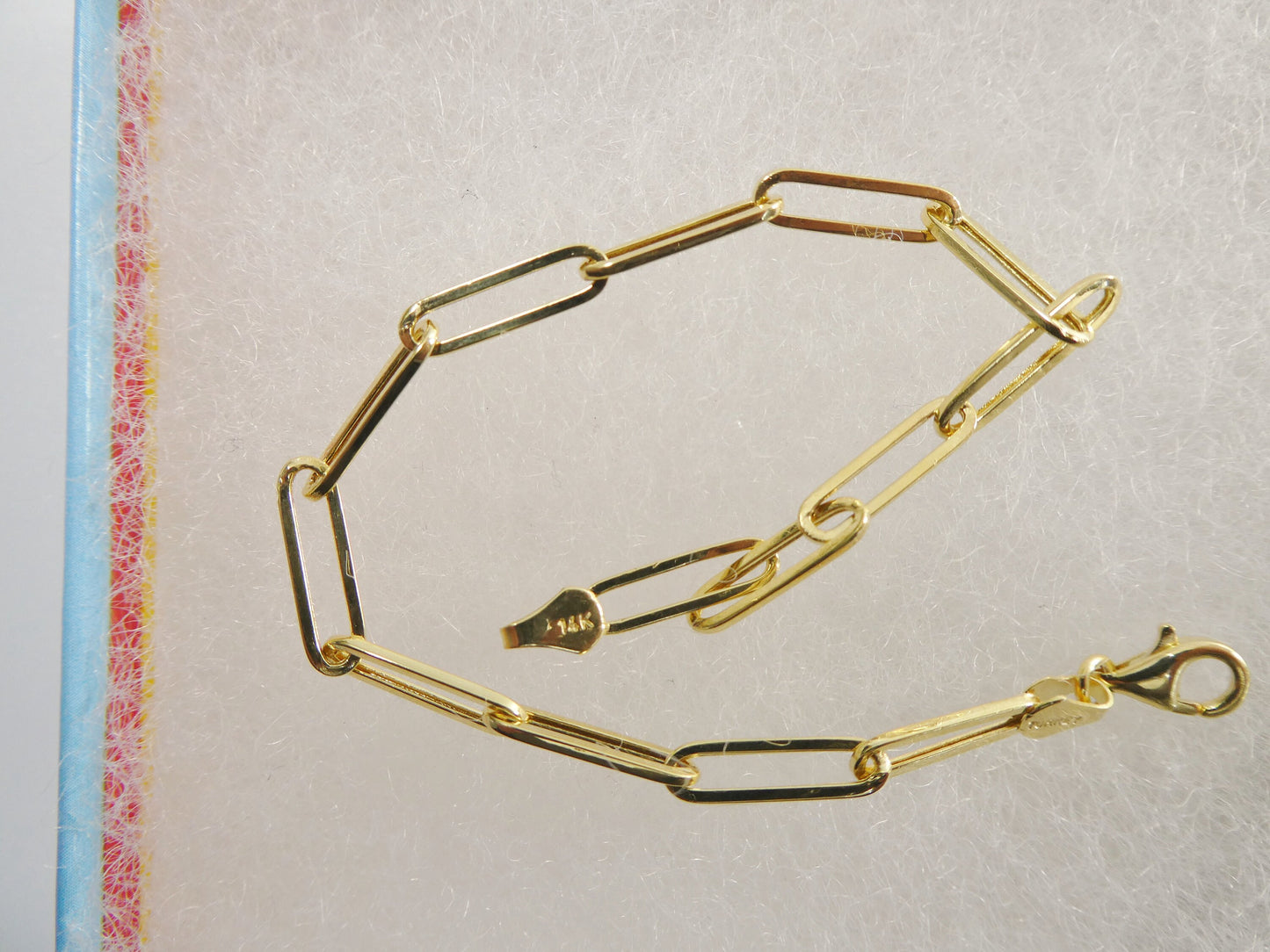 real 14k solid yellow gold paperclip 7.25 inch bracelet