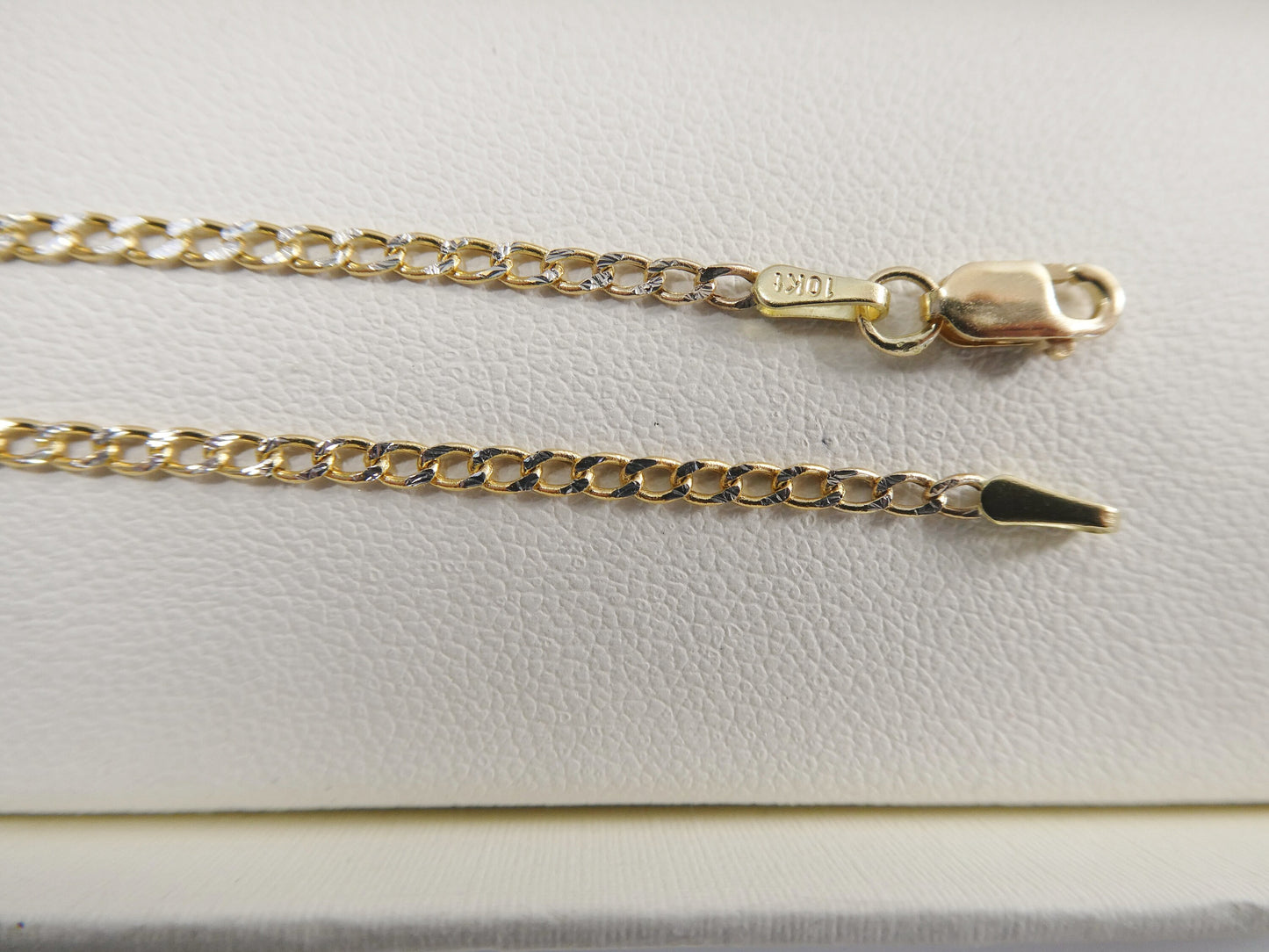 real 10k solid yellow gold two tone curb chain