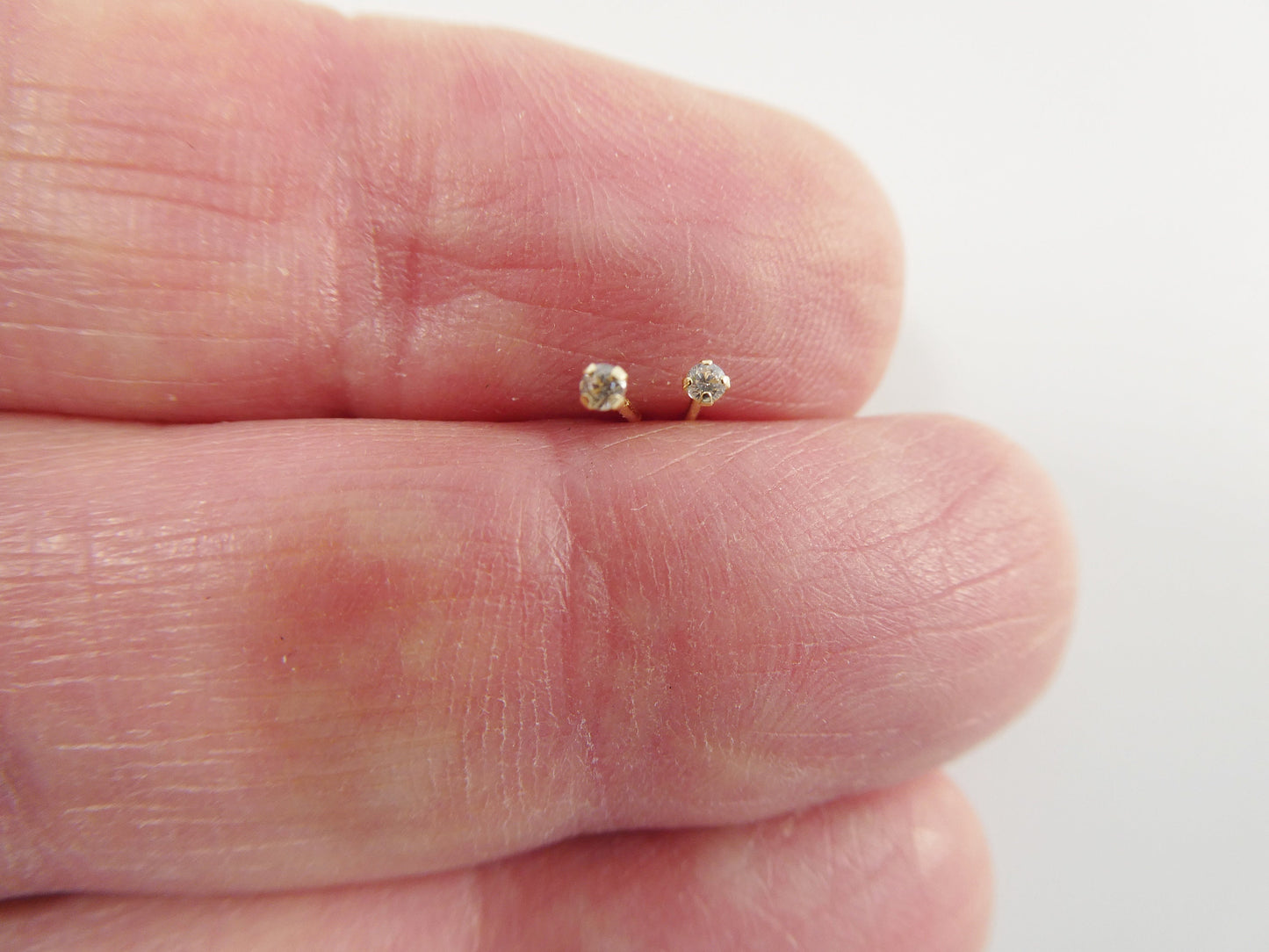 14k real solid yellow gold push post pair nose earring