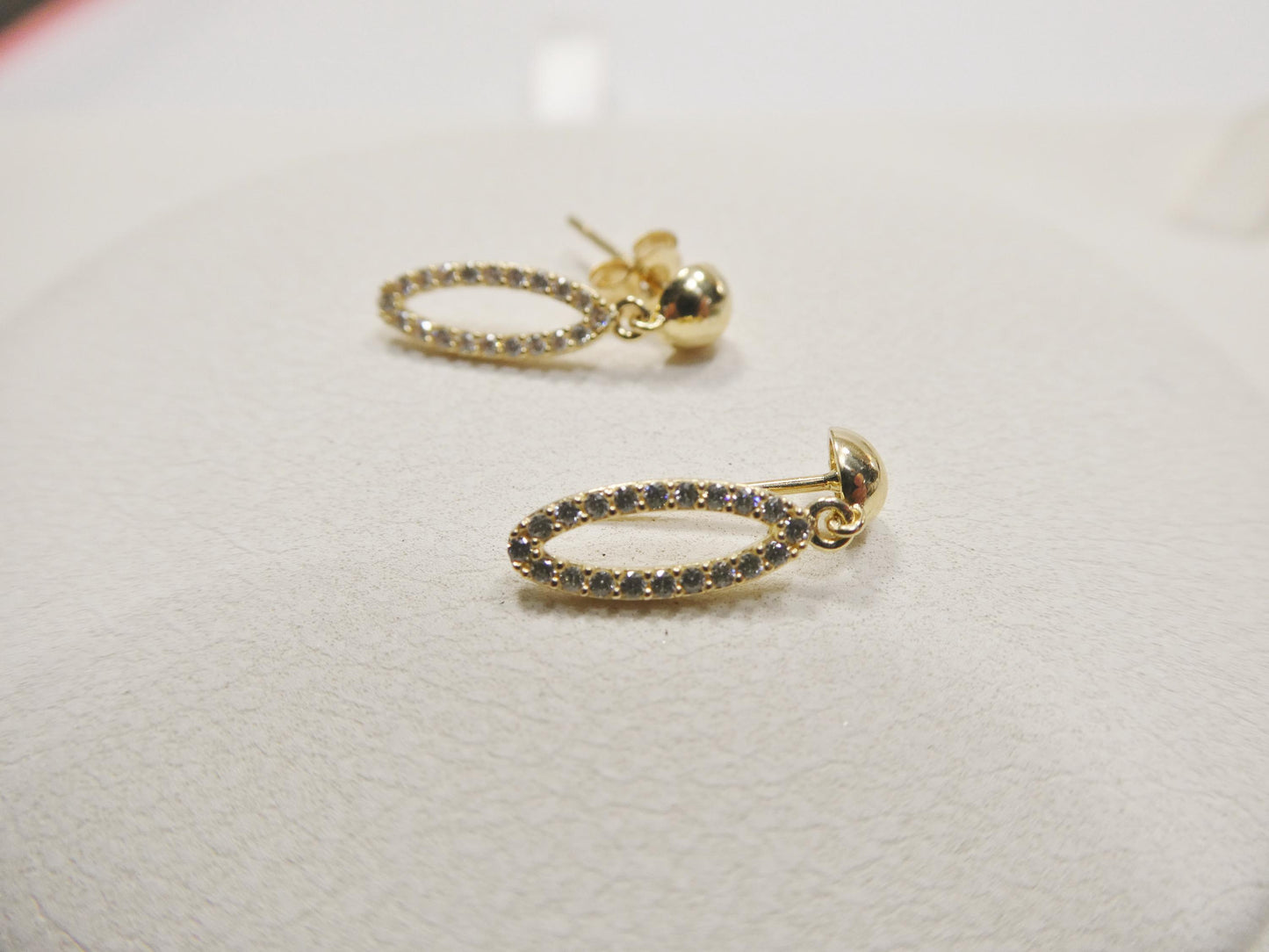 real 10k solid yellow gold oval drop push post earring