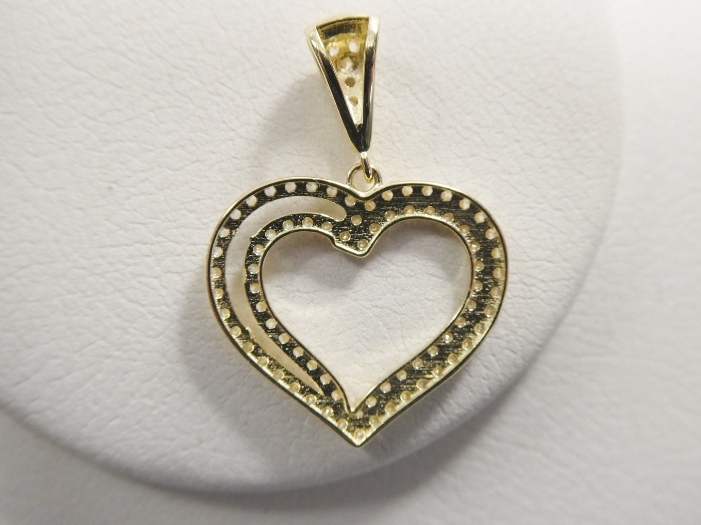 14k real solid yellow gold full stone setting heart charm pendent