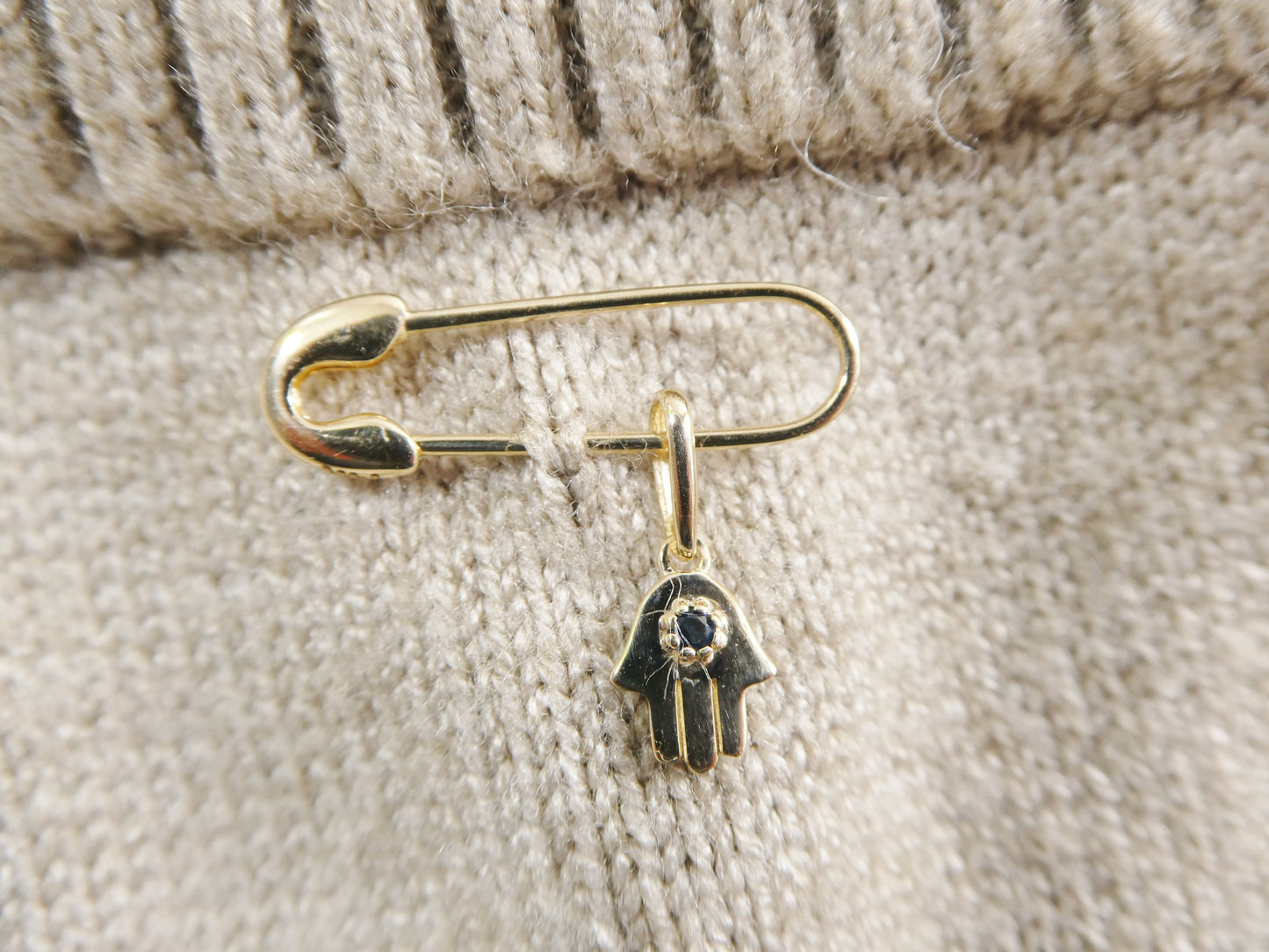 14k real solid yellow gold baby evil eye newborn pin brooch