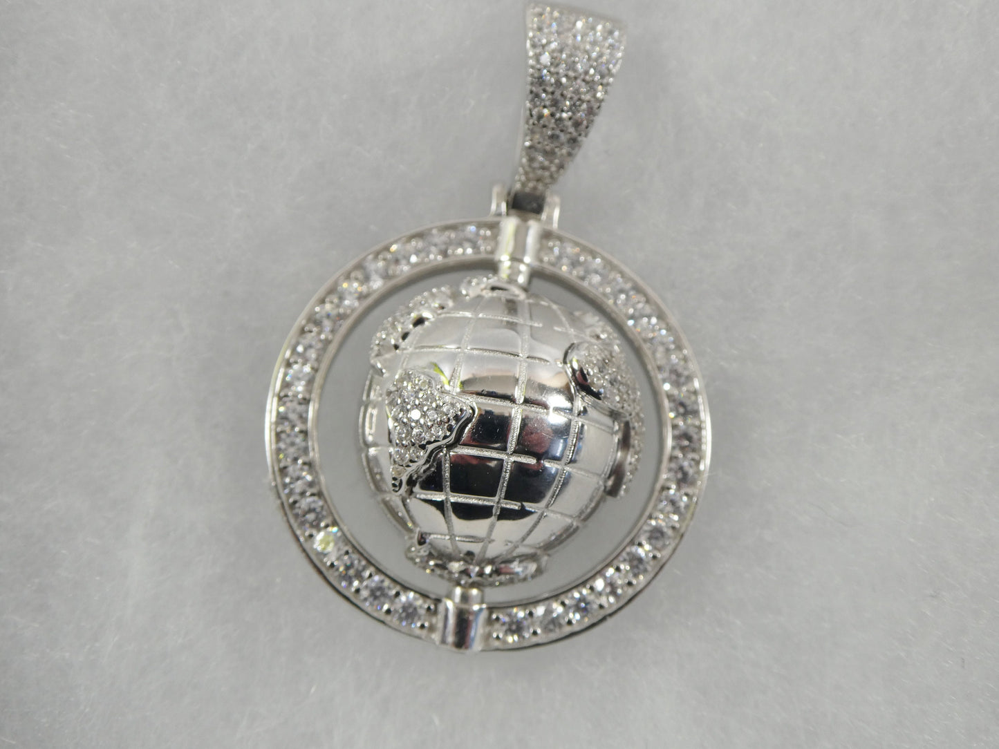 real 925 sterling silver globe charm pendent 14k yellow gold finish