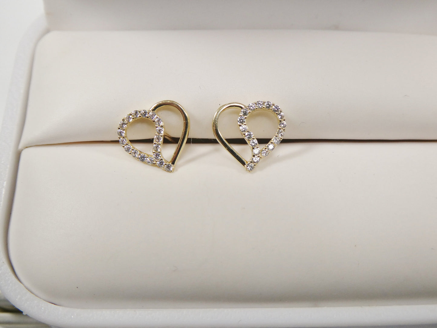 10k real solid gold heart micro fave setting push back earrings