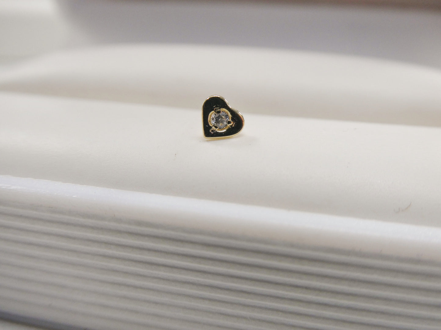 14k real solid yellow gold heart nose ring