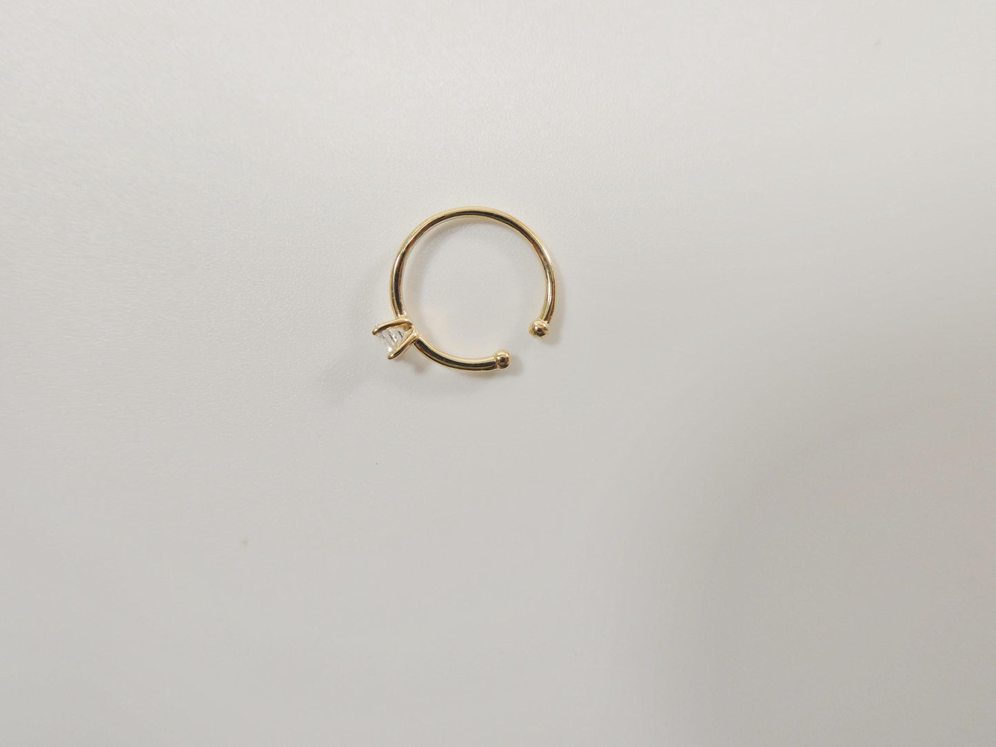 14k real solid yellow gold cz hoop earring cartilage daith ring piercing