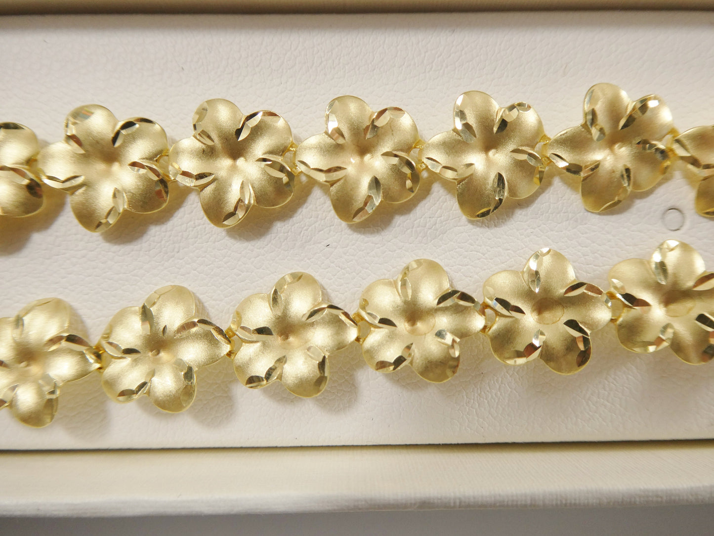 7 inch real 925 sterling silver flower 14k gold tone matt finish