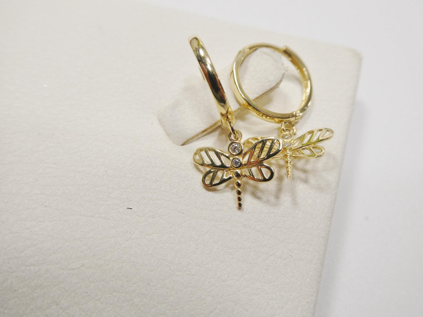 real 10k solid yellow gold butterfly hoop huggie earring