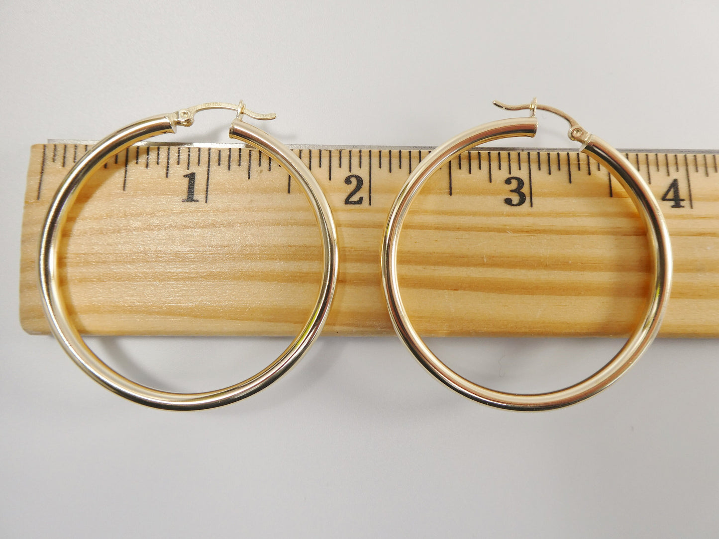 real 10k solid yellow gold plain high polish 45mm hoop huggie earrings