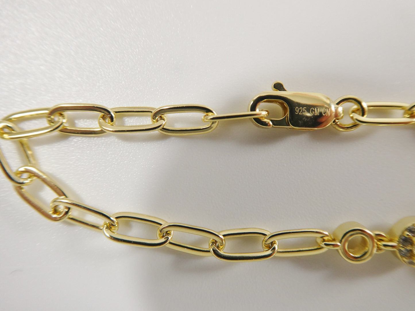 real 925 sterling silver paperclip bracelet 14k yellow gold finish