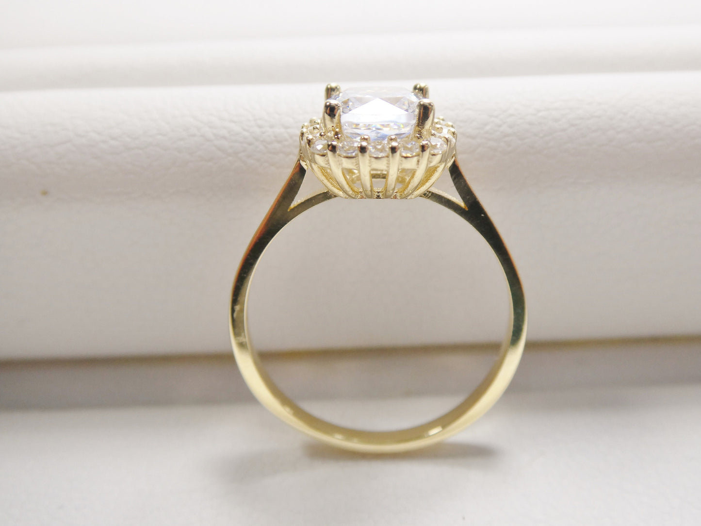 14k real solid yellow gold engagement cushion cut cubic zirconia ring