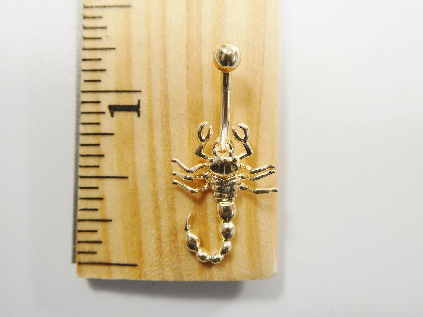 14k real solid yellow gold scorpion dangling belly button ring piercing