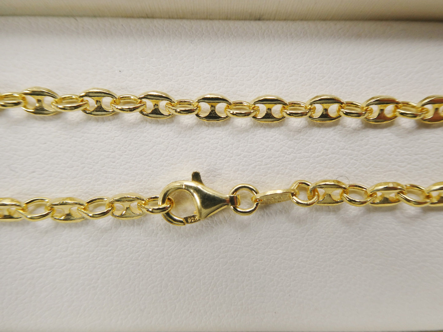 Real 925 sterling silver 10 inch mariner anklet 14k yellow gold finish