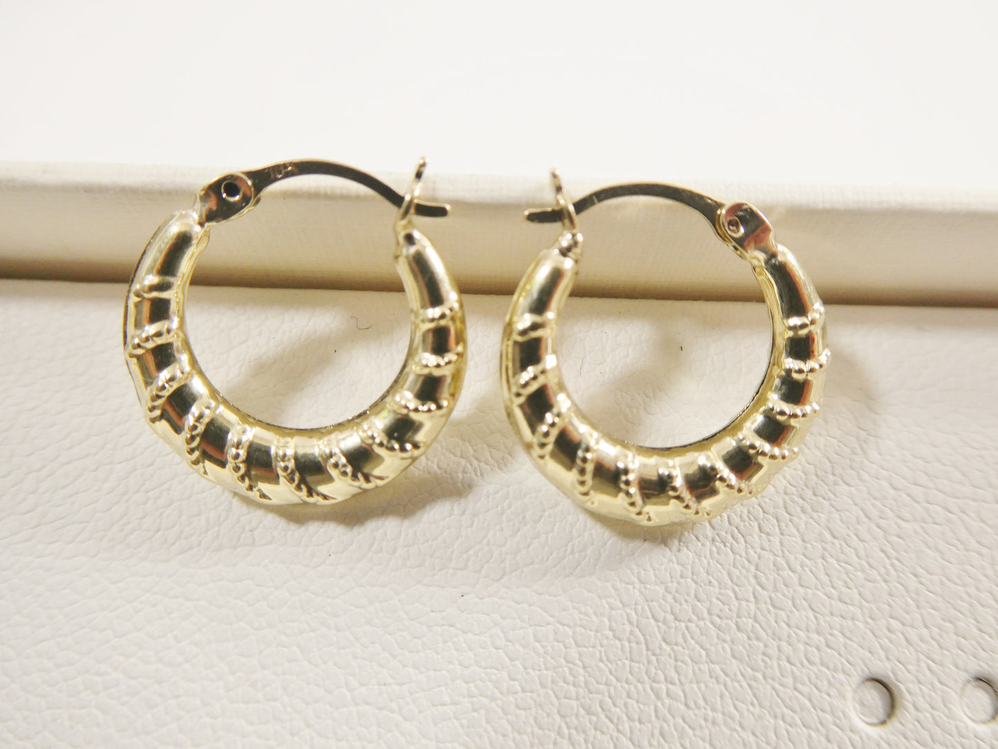 10k real solid yellow gold 14.5MM classic design baby hoop earrings