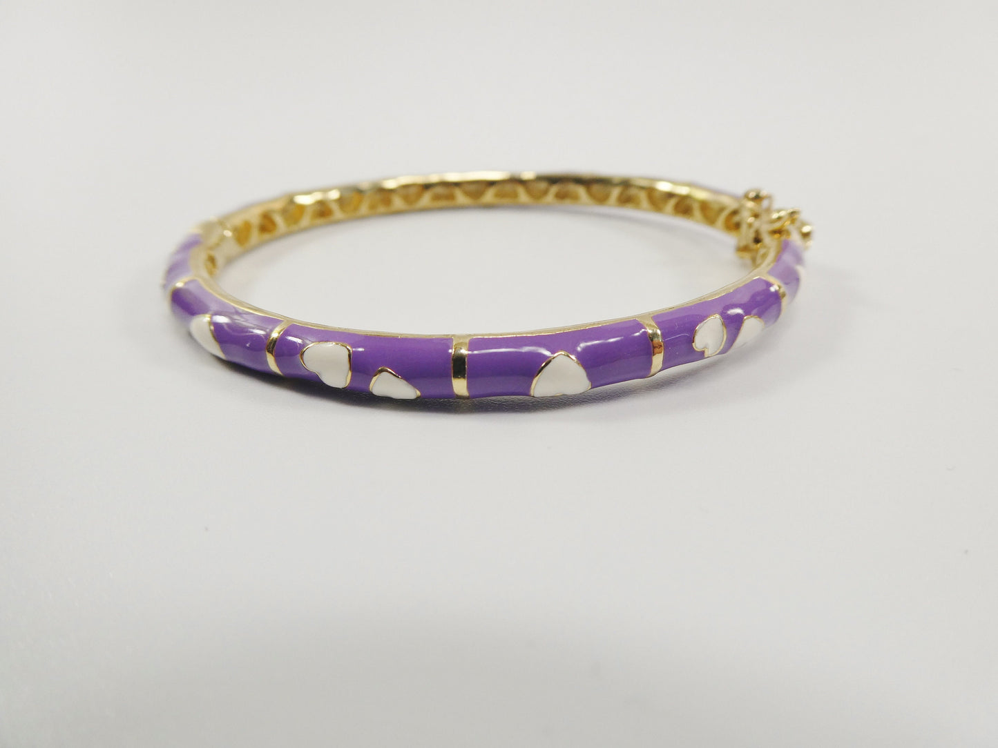 18k yellow gold filled 50mm purple enamel children bangle bracelet