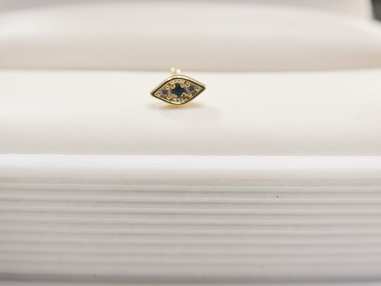 14k real solid yellow gold evil eye nose ring