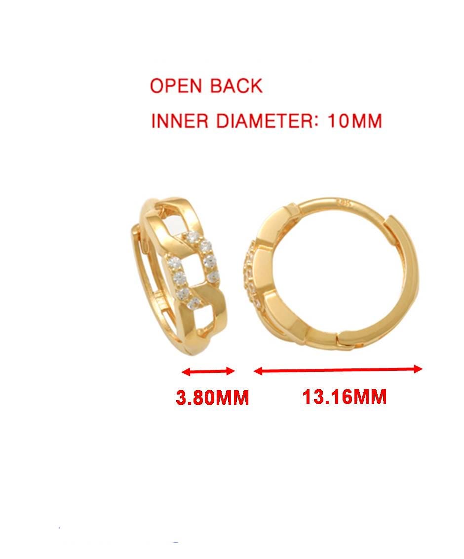 real 10k solid yellow gold cz earring / cartilage daith hoop huggie earring