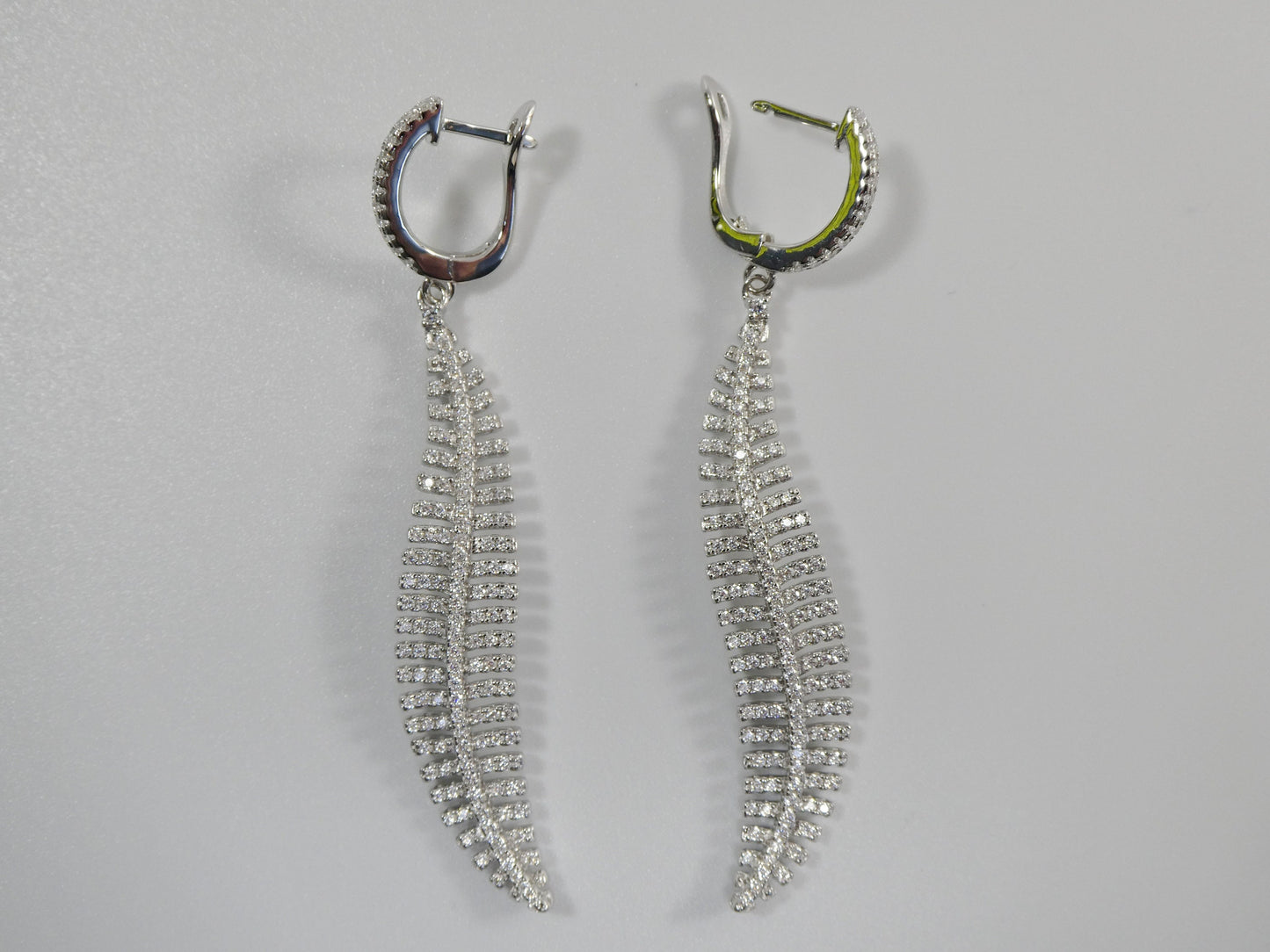 real 925 sterling silver micro pave setting 14k white gold color finish drop earring