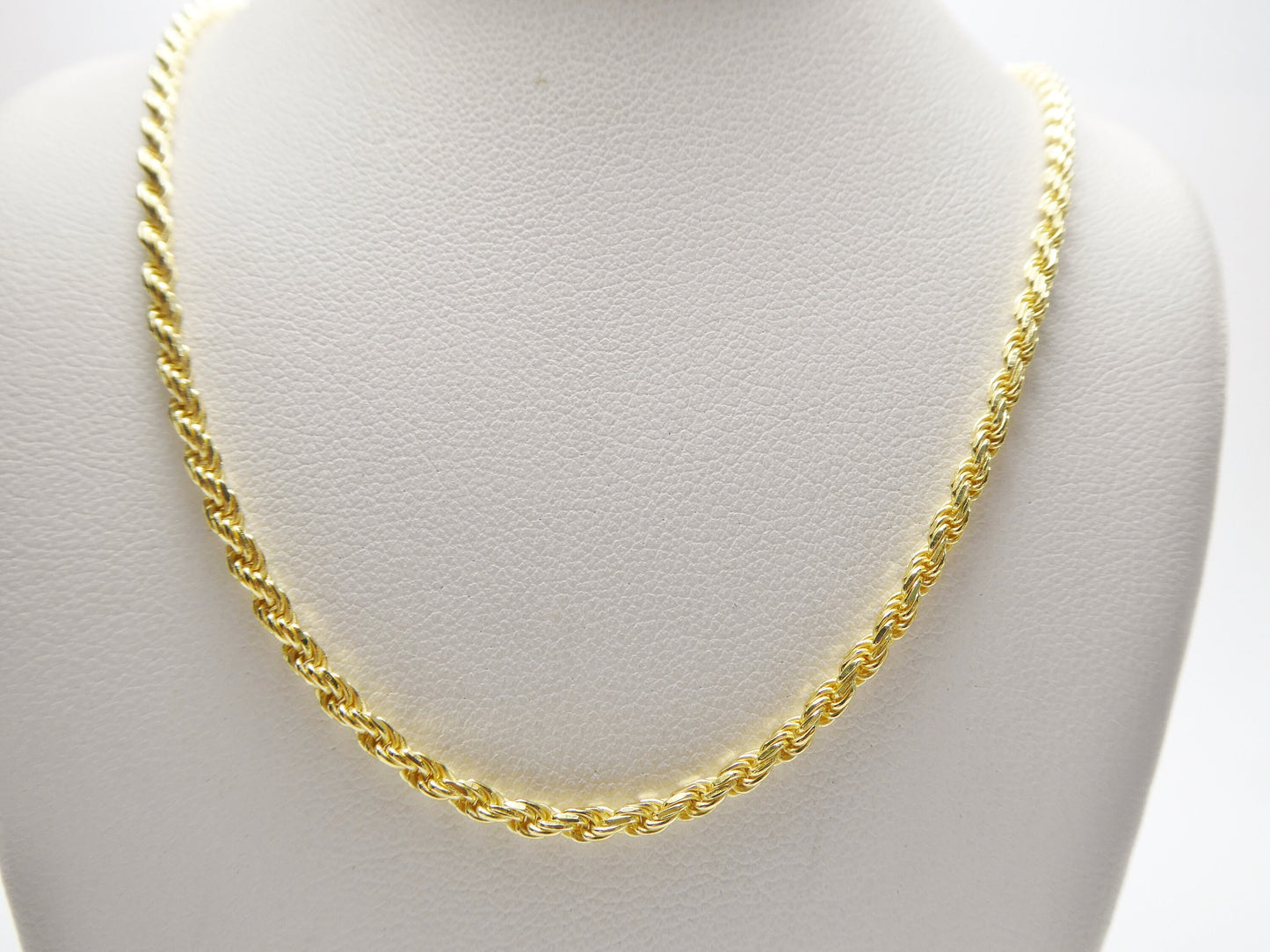 real 925 sterling silver solid rope chain 14k yellow gold finish