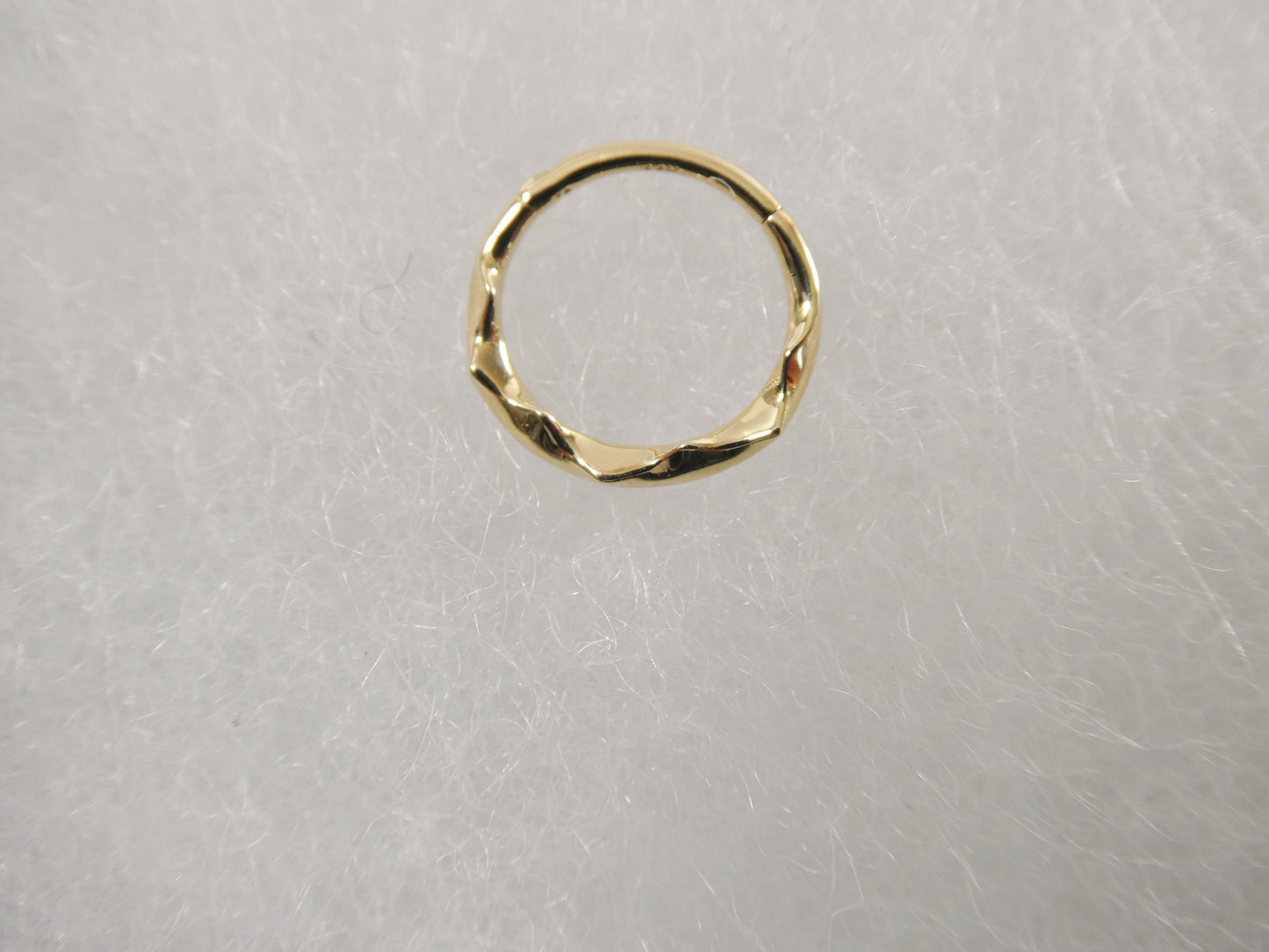 14k real solid yellow gold cartilage daith wrinkled hoop body ring piercing